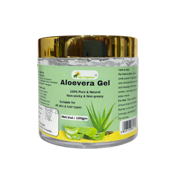 Aloe Vera Gel 100gm | 99% Pure Natural Aloe | Skin Hydration, Sunburn Relief, Acne Care, Hair Nourishment | No Parabens, No Sulphates
