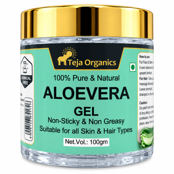 Aloe Vera Gel 100gm | 99% Pure Natural Aloe | Skin Hydration, Sunburn Relief, Acne Care, Hair Nourishment | No Parabens, No Sulphates