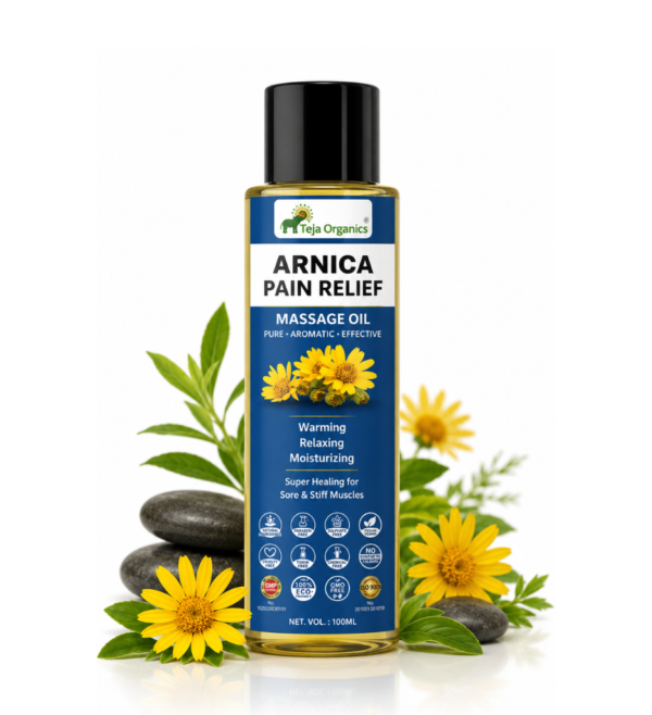 Arnica Pain Relief Massage Oil 100ml | Known as a panacea for all forms of pain | Supports Joint & Muscle Comfort | Healing for Sore & Stiff Muscles | Relief from Joint, Knee, Back, Wrist, Ankle, Foot and Neck Pain | Frozen Shoulders, Muscle Pains, Sprains and Spasms | Useful for Sports/ Athletic persons as Massage Oil.
