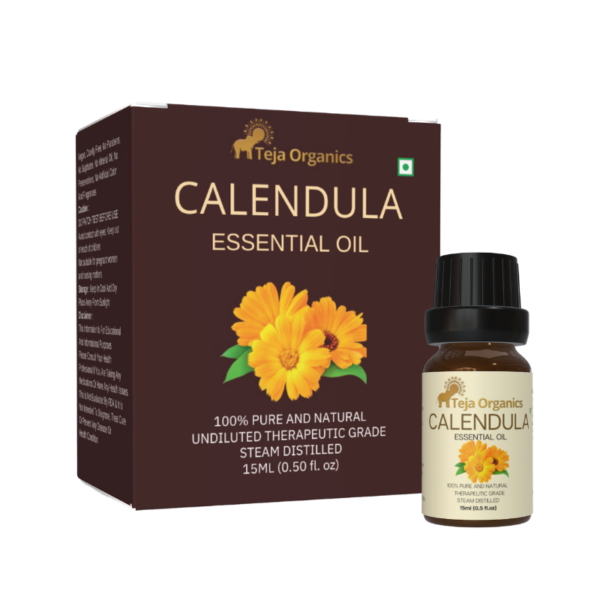 Calendula Essential Oil 15ml | 100% Pure Natural Oil | Skin Soothing | Repair | Ideal for sensitive skin | Hydration | Relief from Acne, Eczema, Psoriasis rosacea, Rashes  | Skin hydration | Fairness | Diffusers | Bath  oil |  Massage oil | Aromatherapy