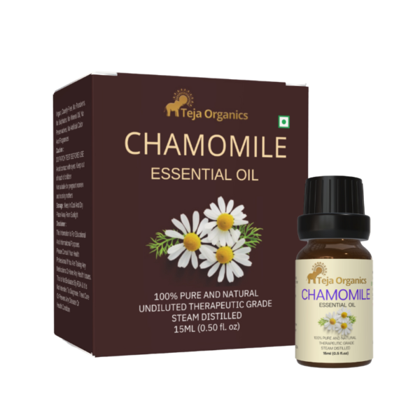 Chamomile Essential Oil 15ml |  Sweet, Floral and Herbaceous scent | Soothing, Calming and Relaxing | Induces sleep | Eases pains and Ache | Moisturizing, Good for sensitive and Dry skin
