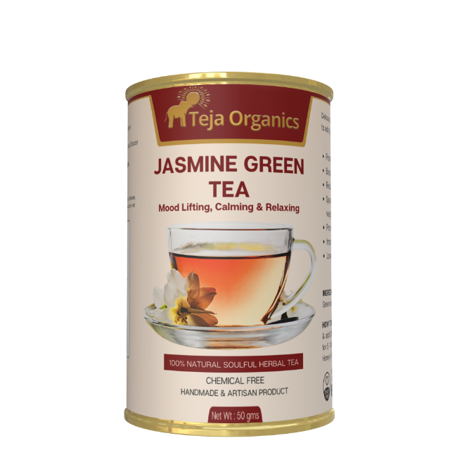Jasmine Green Tea 50 gm | Green tea Enriched with Jasmine Flowers  | Refreshing Aroma | Supports Metabolism & Wellness | Mood Lifting, Calming & Relaxing
