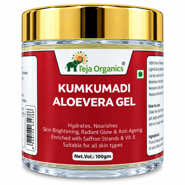 Kumkumadi Aloe Vera Gel 100 gm | Enriched with Saffron | Skin Brightening, Anti-Ageing, Pigmentation Care | Hydrating Face  | No Parabens, No Sulphates