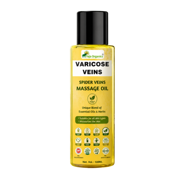 Varicose Veins Massage Oil 100ml (Spider Veins) |  Deep Penetrating Action | Improves Blood Circulation | Helps to reduce Pain; Inflammation; Swelling, Itching  in the legs