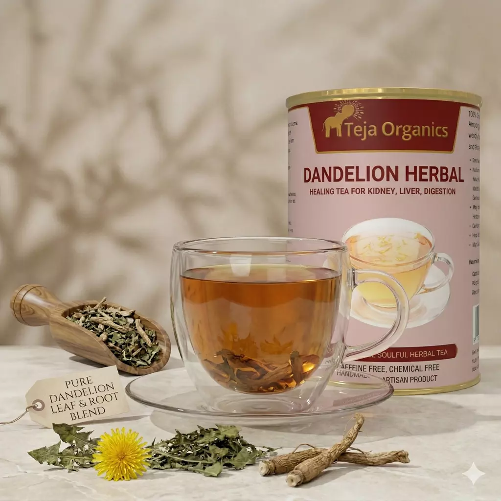 gemini-generated-image-3ojdfe3ojdfe3ojd Dandelion Herbal Tea 50 gm | 100% Pure Dandelion Leaves & Roots | Caffeine-Free Herbal Tea | Traditionally used to support liver & digestive health, gentle detox, and gut comfort.