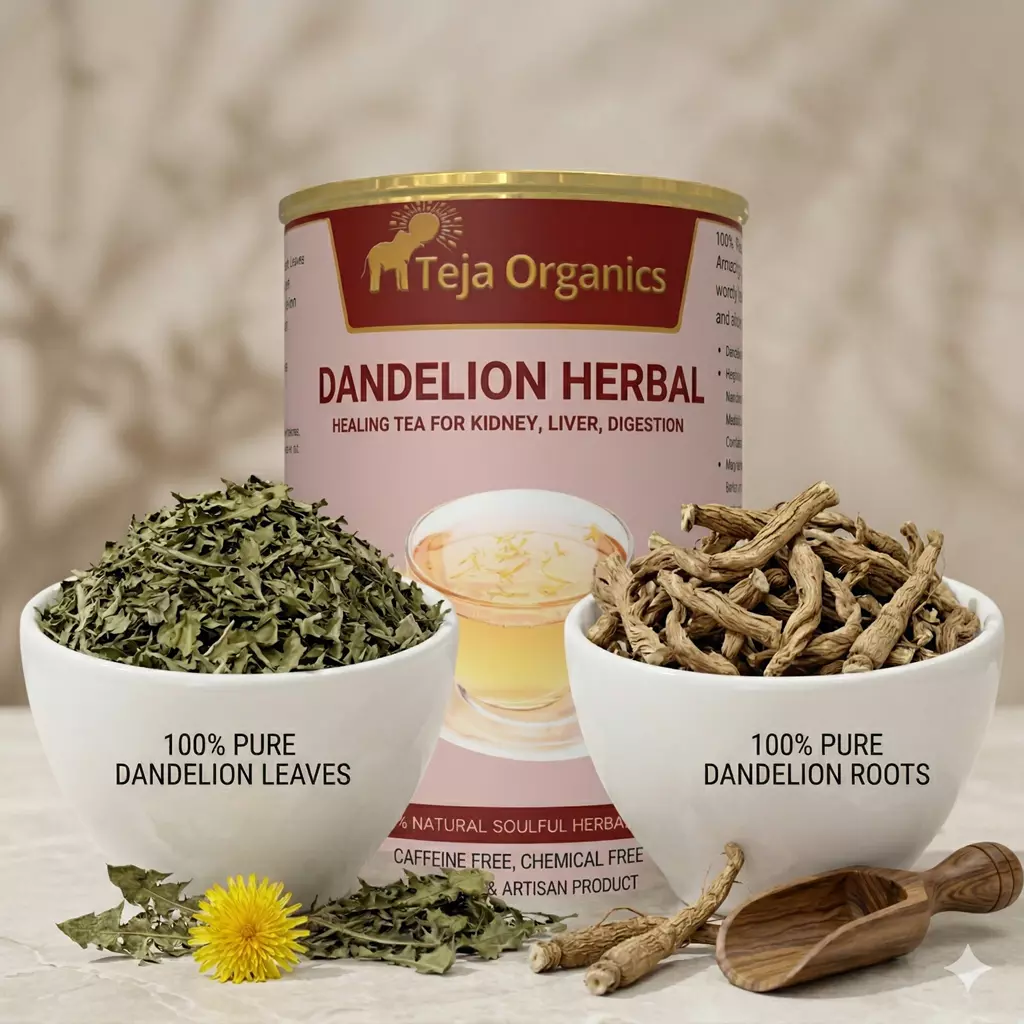 gemini-generated-image-3w6fm3w6fm3w6fm3 Dandelion Herbal Tea 50 gm | 100% Pure Dandelion Leaves & Roots | Caffeine-Free Herbal Tea | Traditionally used to support liver & digestive health, gentle detox, and gut comfort.