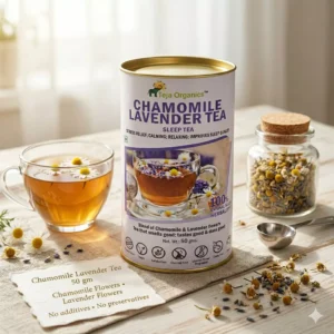 gemini-generated-image-8te5yp8te5yp8te5 Chamomile Lavender Tea 50 gm | Herbal Tea Blend |Traditionally consumed to calm the mind, reduce stress, and promote restful sleep| Blend of Chamomile & Lavender flowers tea that smells good, testes good & does good | Gluten-free, Caffeine Free, Chemical Free and Suitable for daily wellness routines