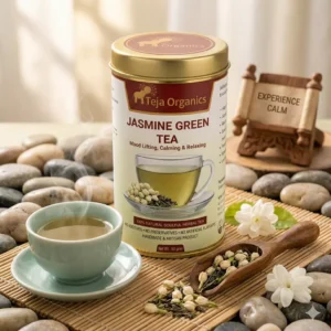 gemini-generated-image-tgb7kutgb7kutgb7 Jasmine Green Tea 50 gm | Green tea Enriched with Jasmine Flowers | Refreshing Aroma | Supports Metabolism & Wellness | Mood Lifting, Calming & Relaxing