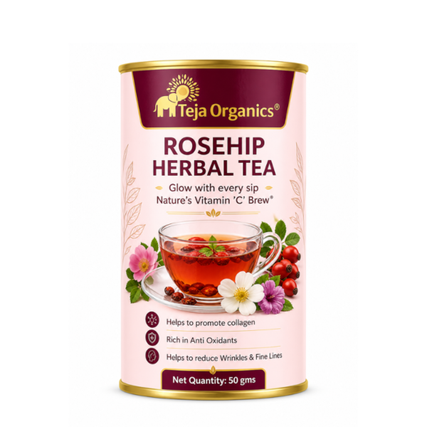 Rosehip Tea 50 gm | 100% Pure Rosehip Herbal Tea | Nature's Vitamin 'C' Brew | Helps to promote collagen | Rich in Anti Oxidants | Anti-Ageing | Helps to reduce Wrinkles & Fine Lines