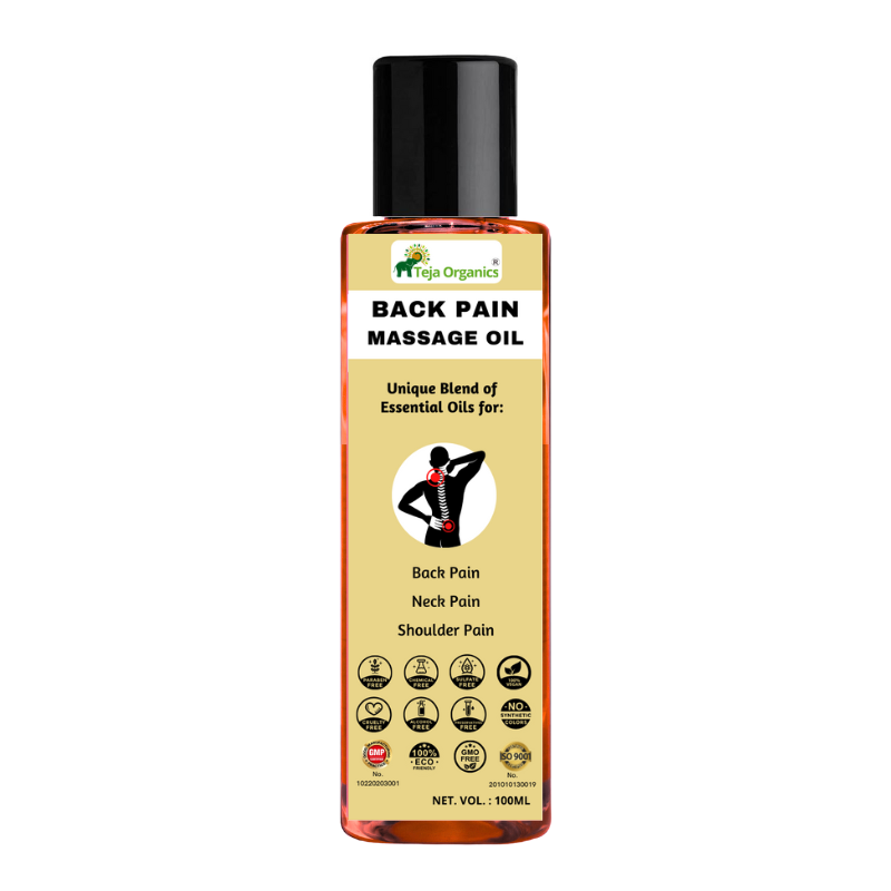 Back Pain Massage Oil 100ml - hero candidate Back Pain Massage Oil 100ml | Unique Blend of Essential Oils for: Back Pain, Neck Pain, Shoulder Pain | Non-Sticky & Fast Absorbing