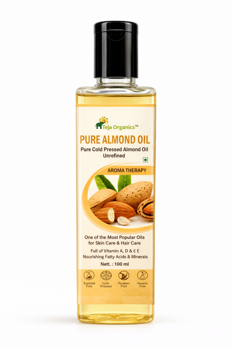 Pure Almond Oil 100ml | Pure Almond Oil | Cold-pressed Unrefined | One of the most popular oils for Skin & Hair care | Full of Vitamin A, D & E | Nourishing Fatty Acids & Minerals