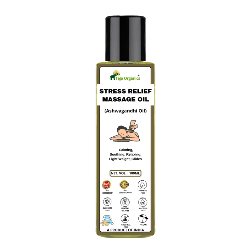Stress Relief Massage Oil 100ml - hero candidate Stress Relief Massage Oil 100ml | Stress buster | Unwinding | Calming, Soothing, Relaxing | Reduces anxiety | Supports Sleep Quality | Relief from Vata disorders | Best for evening or bedtime massage