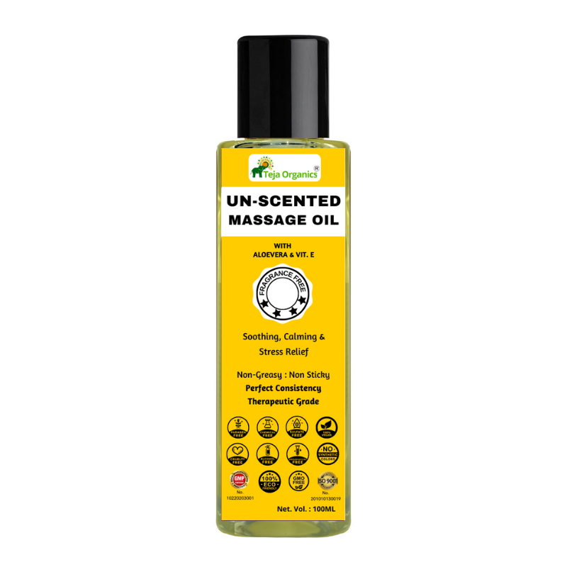 Unscented Massage Oil 100ml - hero candidate Unscented Massage Oil 100ml | Fragrance-Free Natural Body Massage Oil | Lightweight, Non Greasy & Non-Sticky – Absorbs easily | Ideal for Daily Massage