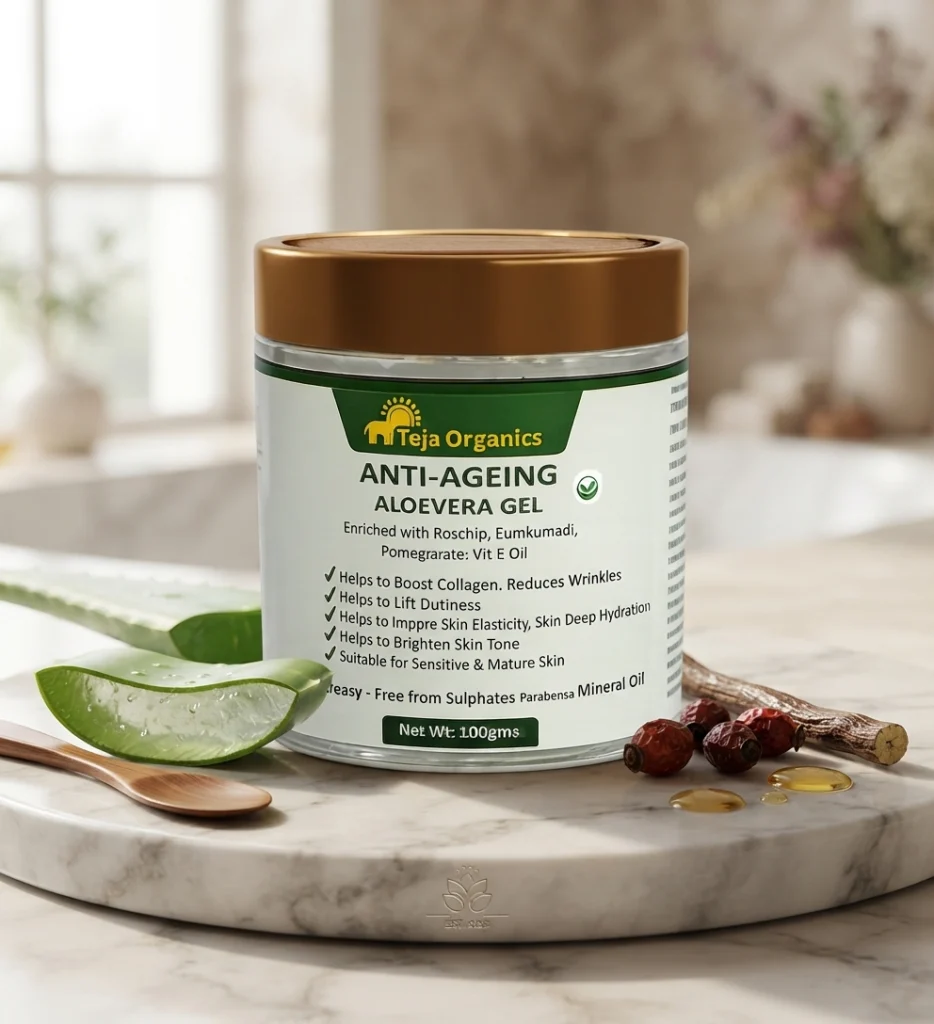 Anti-Ageing Aloe Vera Gel 100g | Hydration, Wrinkle Care, Fine Lines Reduction, Skin Tightening  & Skin Firming Gel |  Face Gel | No Parabens, No Sulphates