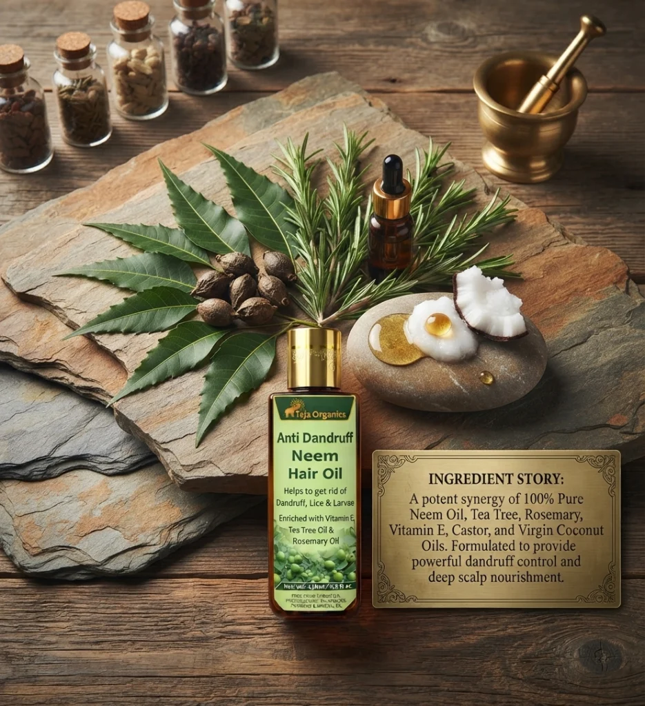 anti-dandruff-neem-hair-oil-gallery3-1784368659798.webp Anti-Dandruff Neem Hair Oil 110 ml | Herbal Ayurvedic Oil for Flake Control & Scalp Care | Supports Dandruff Reduction, Itchy Scalp Relief & Hair Strength