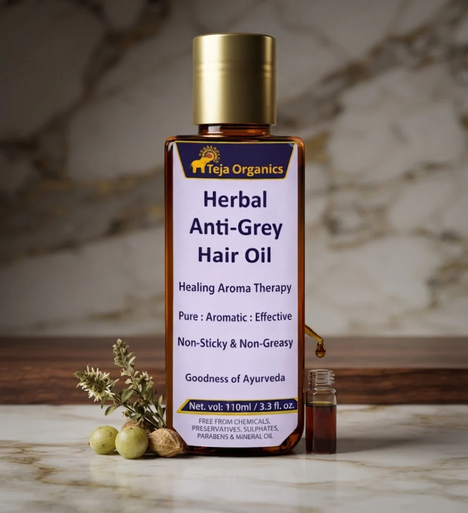 Anti Grey Hair Oil 110 ml | Ayurvedic Herbal Oil for Premature Greying Control | Supports Natural Hair Colour, Nourishes Scalp & Strengthens Hair