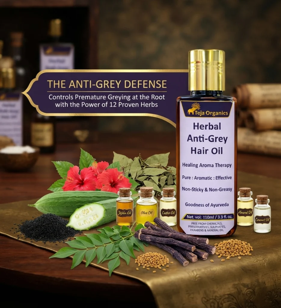 Anti Grey Hair Oil 110 ml | Ayurvedic Herbal Oil for Premature Greying Control | Supports Natural Hair Colour, Nourishes Scalp & Strengthens Hair