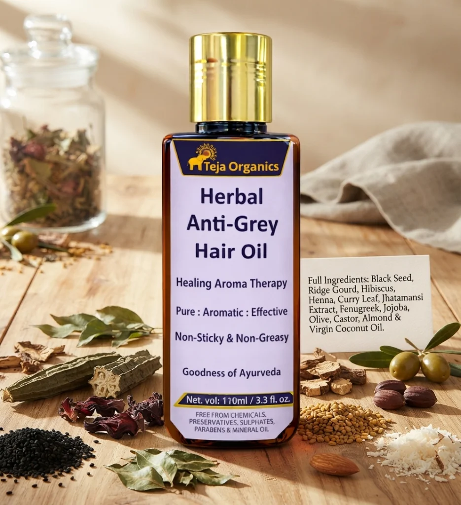 Anti Grey Hair Oil 110 ml | Ayurvedic Herbal Oil for Premature Greying Control | Supports Natural Hair Colour, Nourishes Scalp & Strengthens Hair