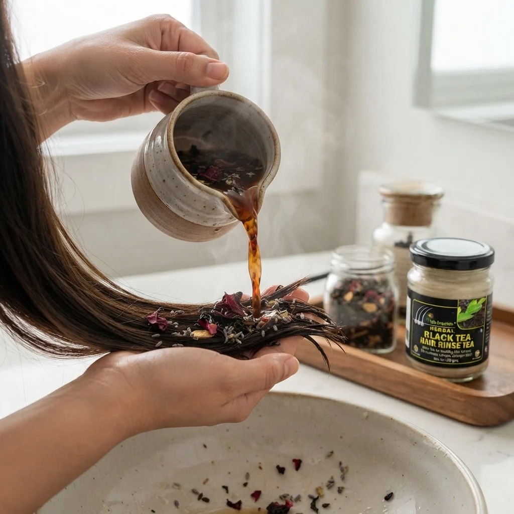 black-tea-hair-rinse-gallery2-1784369222279.webp Black Tea Hair Rinse 50g | Herbal Hair Care | Black Hair Rinse Tea for Healthy Hair Growth for Lustrous, Longer, Stronger Hair | No Chemicals
