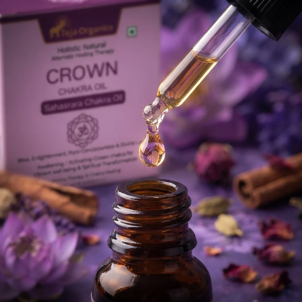crown-chakra-oil-gallery1-1784366277460.webp Crown Chakra Oil (Sahasrara Chakra) 15 ml | Aromatherapy Essential Oil Blend for Bliss, Enlightenment, Pure Consciousness & Divine Love | External Use