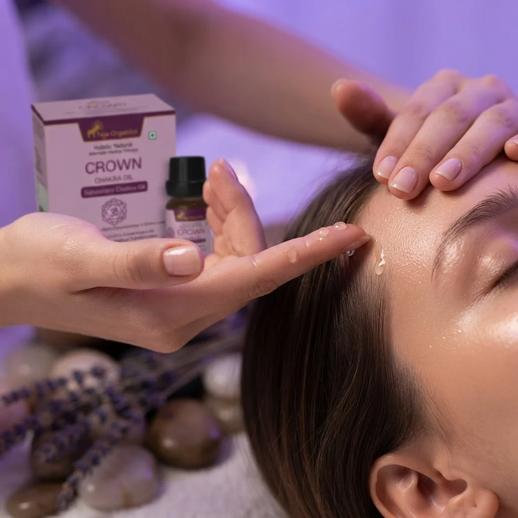 crown-chakra-oil-gallery2-1784366281632.webp Crown Chakra Oil (Sahasrara Chakra) 15 ml | Aromatherapy Essential Oil Blend for Bliss, Enlightenment, Pure Consciousness & Divine Love | External Use