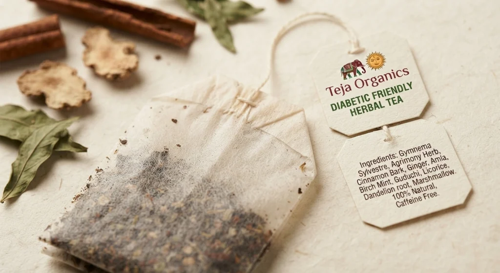 diabetic-friendly-tea-bags-gallery1-1784369836955.webp Diabetic Friendly Herbal Tea Bags 25 Nos | Promotes overall metabolism activity | Supports Healthy Sugar Management | Natural Herbal Infusion