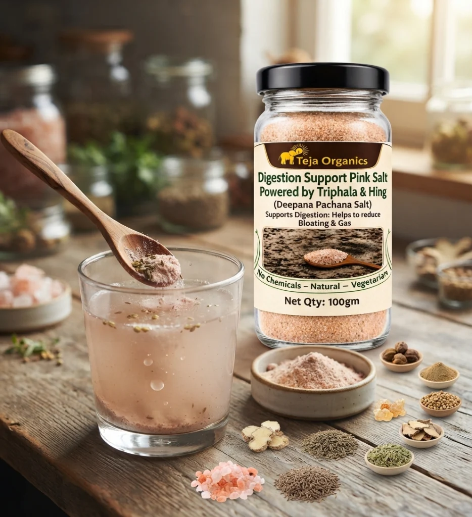Digestion Support Pink Salt Powered By Triphala & Hing | Supports Digestion | Helps to Reduce, Bloating & Gas