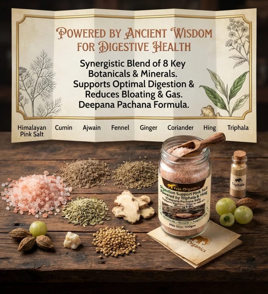 Digestion Support Pink Salt Powered By Triphala & Hing | Supports Digestion | Helps to Reduce, Bloating & Gas