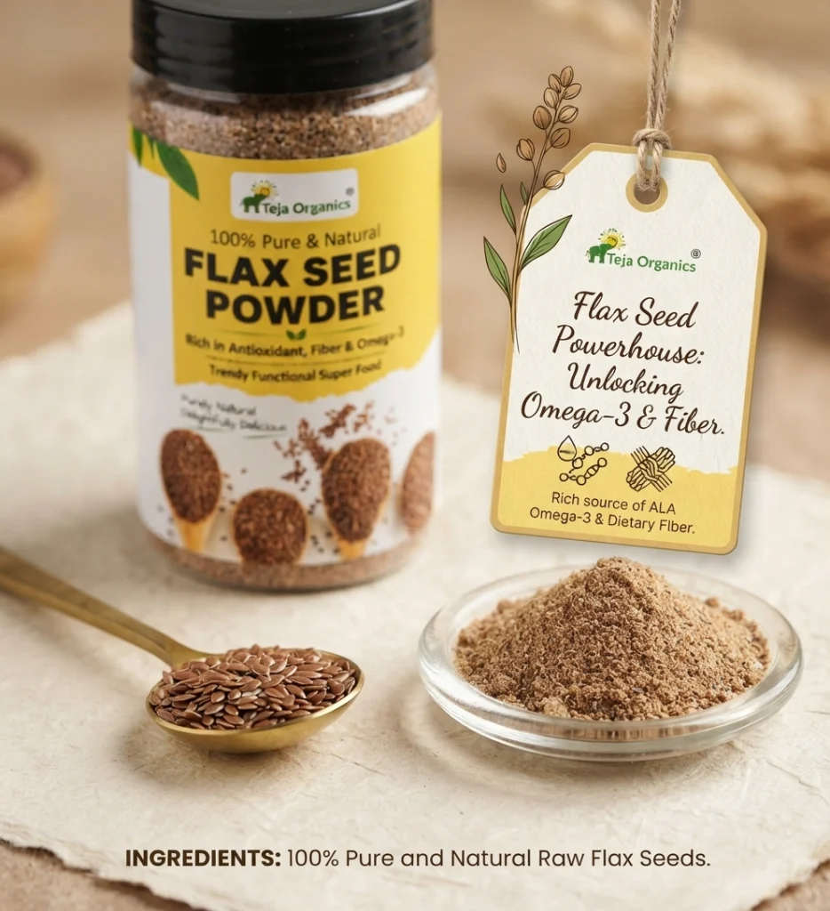Flaxseed Powder | 100% Natural Superfood | Source of Omega-3, Fiber & Plant Nutrients | Supports Daily Nutrition & Wellness