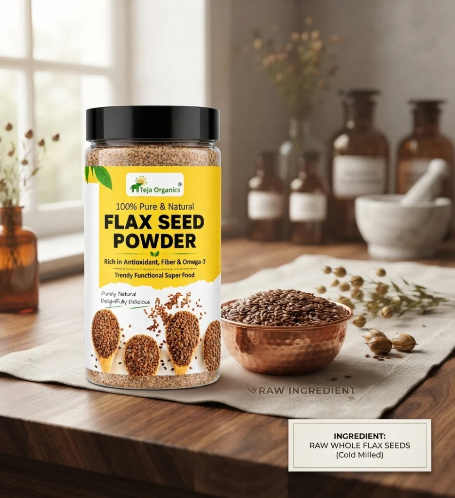 Flaxseed Powder | 100% Natural Superfood | Source of Omega-3, Fiber & Plant Nutrients | Supports Daily Nutrition & Wellness