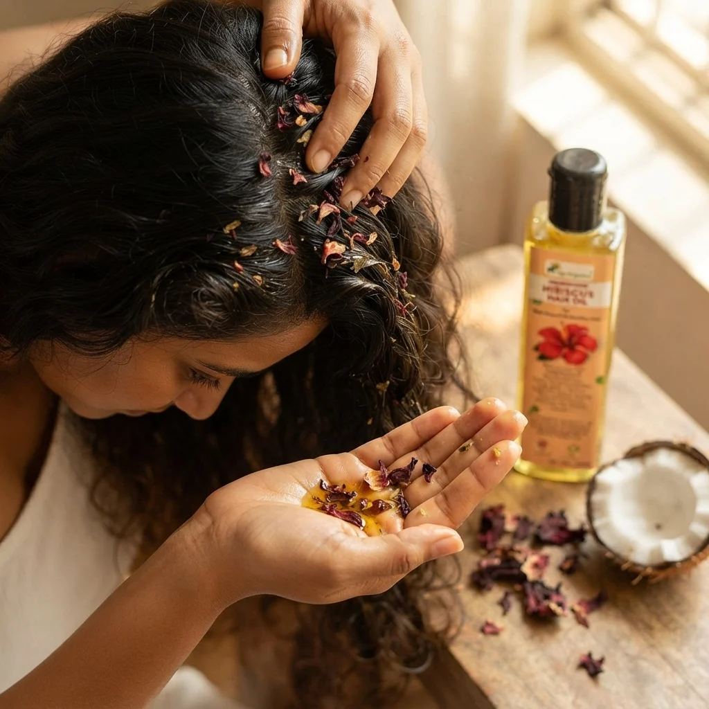 Hibiscus Hair Oil 110 ml | Herbal Hair Oil for Hair Growth & Smooth Hair | Supports Hair Strength, Reduces Hair Fall & Improves Shine