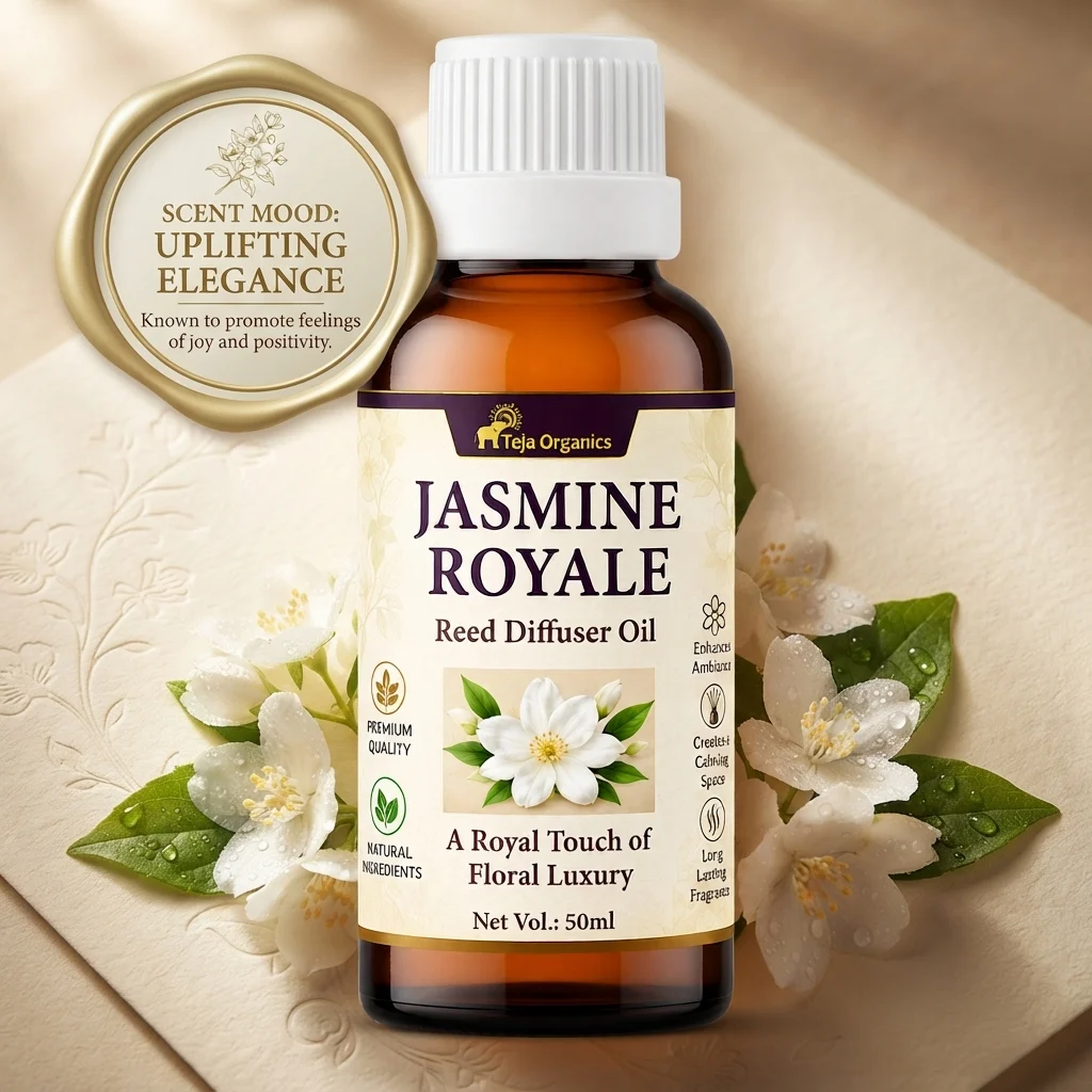 Jasmine Royale Reed Diffuser Oil 50ml | Elegant | Floral | Enhances Mood & Positivity | Promotes relaxation & emotional balance