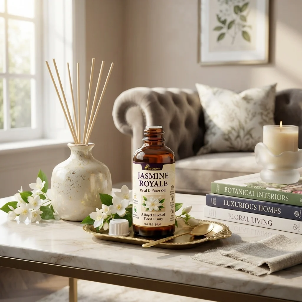 Jasmine Royale Reed Diffuser Oil 50ml | Elegant | Floral | Enhances Mood & Positivity | Promotes relaxation & emotional balance
