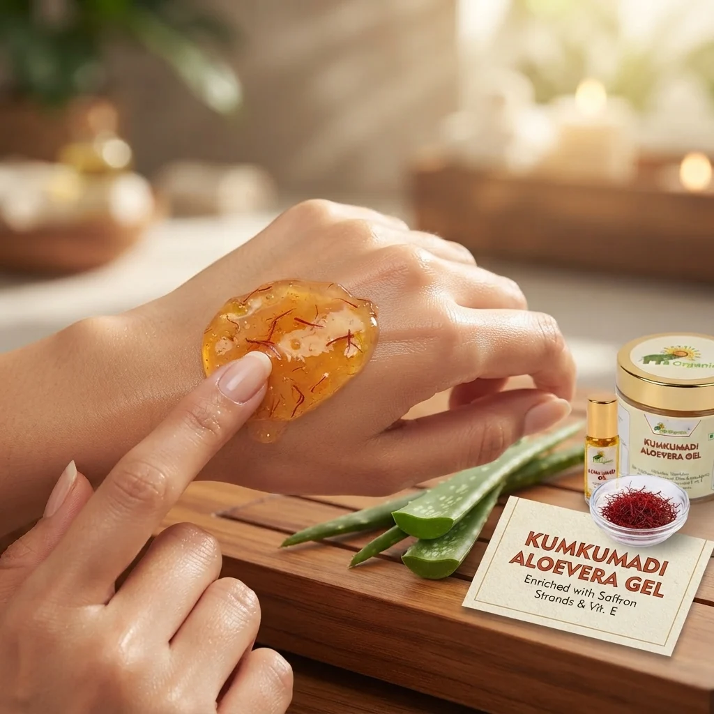 kumkumadi-aloe-vera-gel-gallery2-1784367060708.webp Kumkumadi Aloe Vera Gel 100 gm | Enriched with Saffron | Skin Brightening, Anti-Ageing, Pigmentation Care | Hydrating Face | No Parabens, No Sulphates