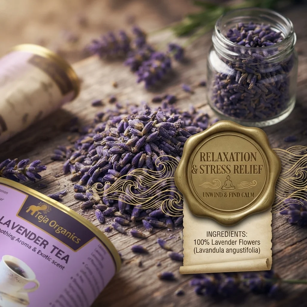lavender-tea-gallery3-1784371038525.webp Lavender Tea 50 gm | 100% Pure Lavender Flowers | Caffeine Free Herbal Tea | Supports Relaxation Sleep Stress Relief