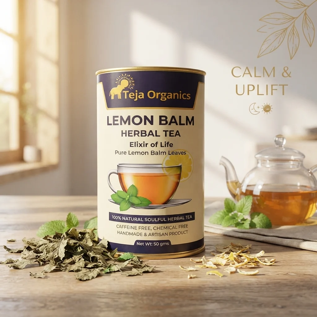 lemon-balm-tea-hero-1784371161821.webp Lemon Balm Herbal Tea 50 gm | 100% Pure Lemon Balm Leaves | Caffeine Free Herbal Tea | Support relaxation | Stress relief | Restful sleep | Digestive comfort | Elixir of Life