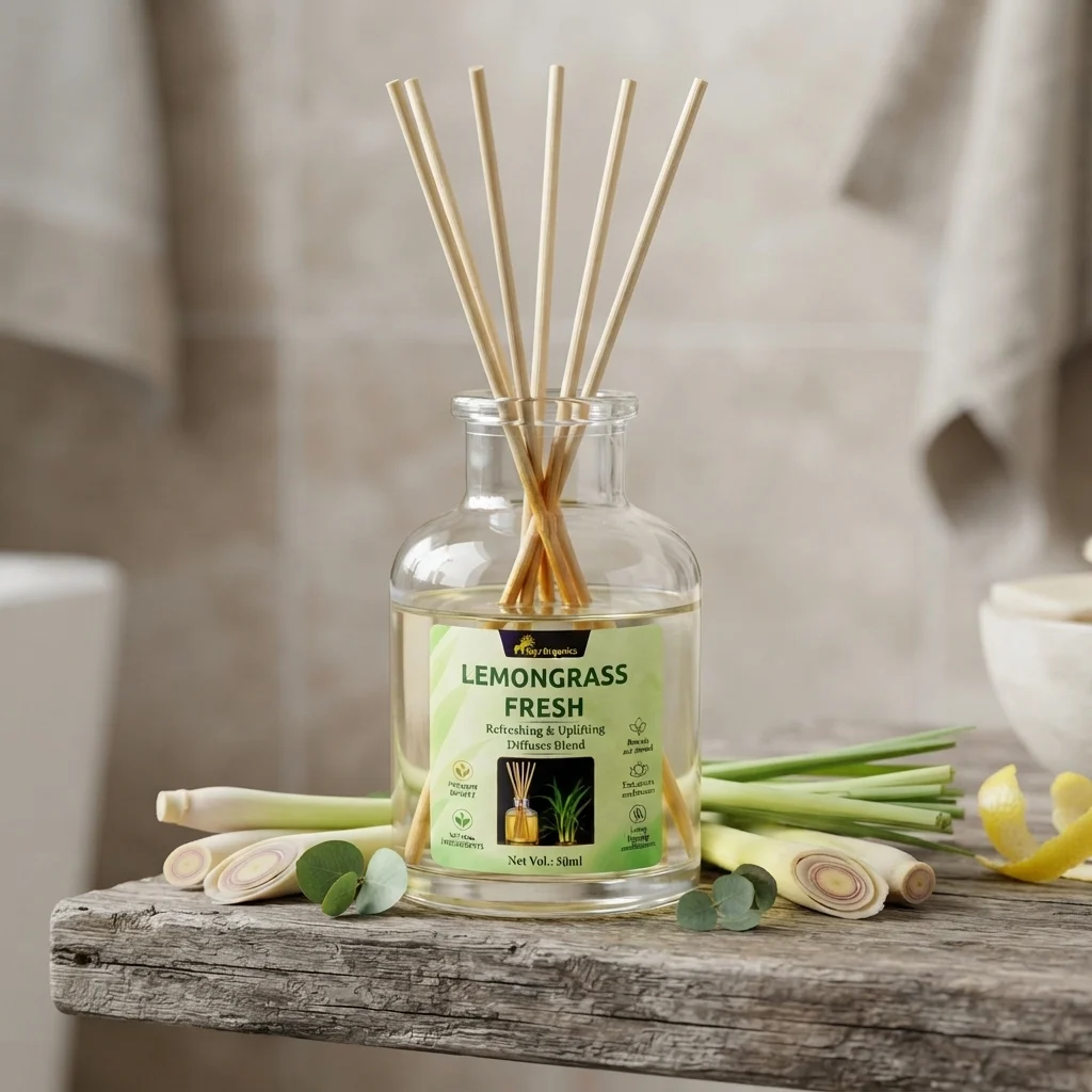 Lemon Grass Fresh Reed Diffuser Oil 50ml |Refresh | Energize | Revitalize | Inspired by Nature | Crafted for Wellbeing.
