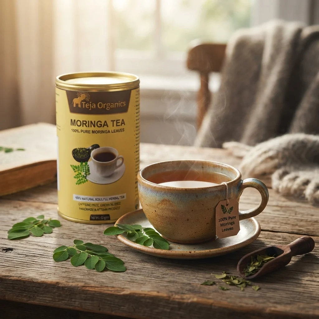 moringa-tea-gallery2-1784371469577.webp Moringa Tea 50 gm | 100% Moringa Leaves | Nutrient-rich superfood | Support immunity | Metabolism | Detoxification & overall wellness | Caffeine Free Herbal Tea
