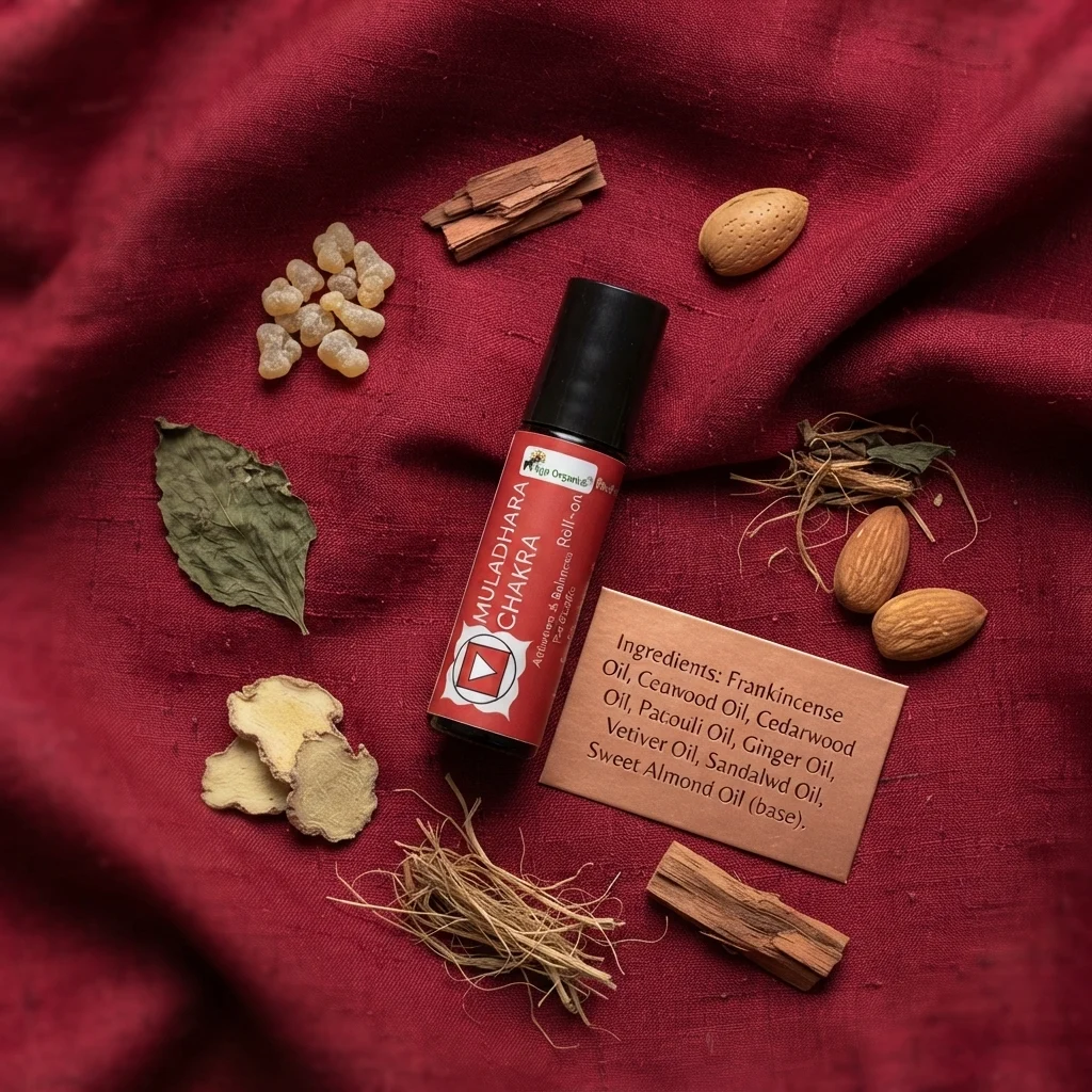 Muladhara Chakra Roll-On (Root Chakra) 10 ml | Aromatherapy Roll-On for Grounding & Stability | Easy-Apply Meditation Oil | External Use