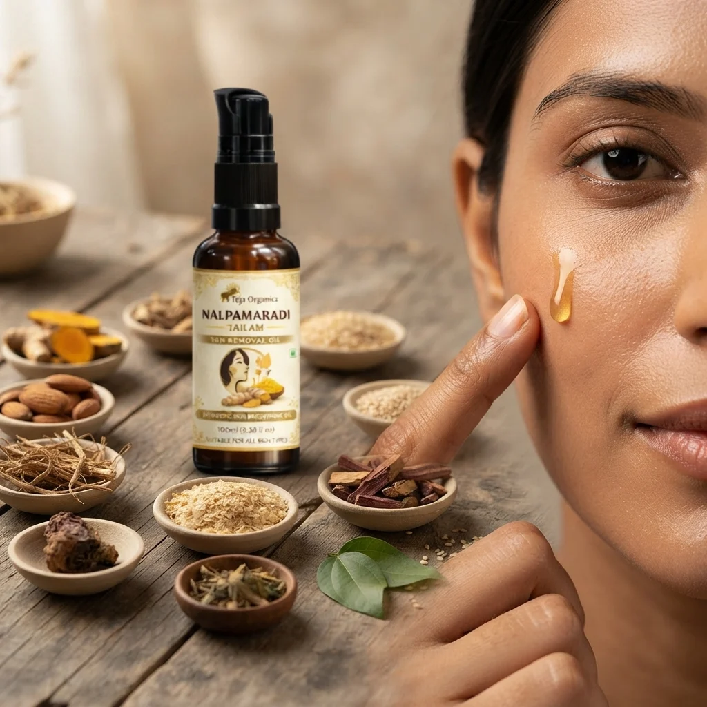 Nalpamaradi Tailam 100ml | Ayurvedic Skin Brightening Body Oil | Tan Removal, Pigmentation Care, Skin Glow | Turmeric Infused Oil | No Mineral Oil, No Parabens