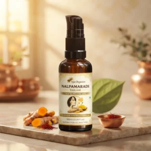 nalpamaradi-tailam-hero-1784367260666.webp Nalpamaradi Tailam 100ml | Ayurvedic Skin Brightening Body Oil | Tan Removal, Pigmentation Care, Skin Glow | Turmeric Infused Oil | No Mineral Oil, No Parabens