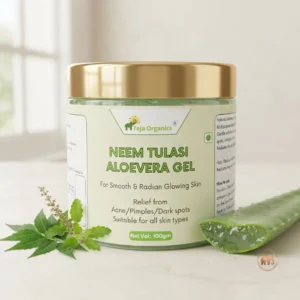 Neem Tulasi Aloe Vera Gel 100g | Anti-Acne & Skin Purifying  | Oil Control, Pimples Care, Scalp Care | Herbal Skin & Hair Gel | No Parabens, No Sulphates