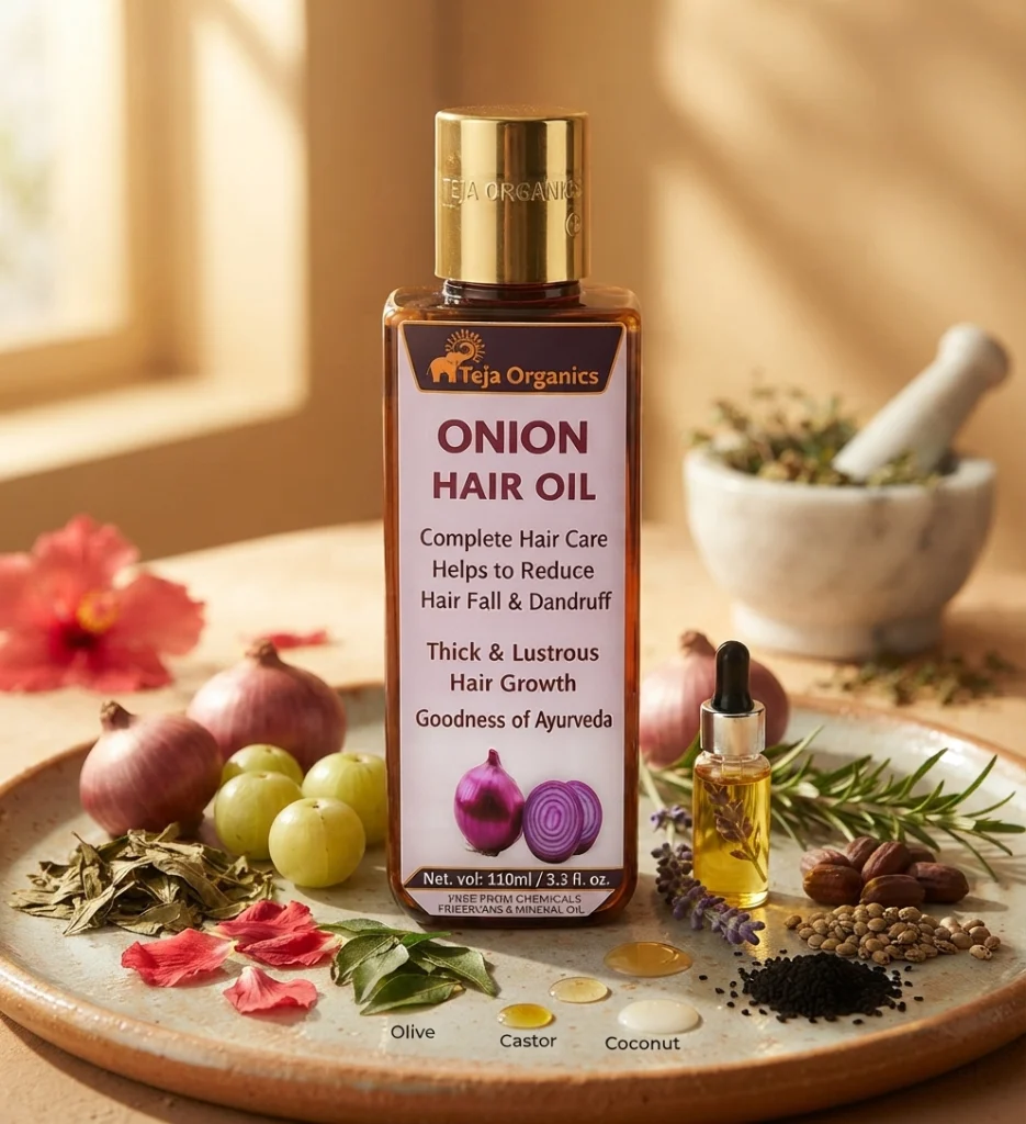 Onion Hair Oil 110 ml | Herbal Hair Oil for Hair Fall Control & Stronger Hair | Supports Hair Growth, Scalp Nourishment & Thickness