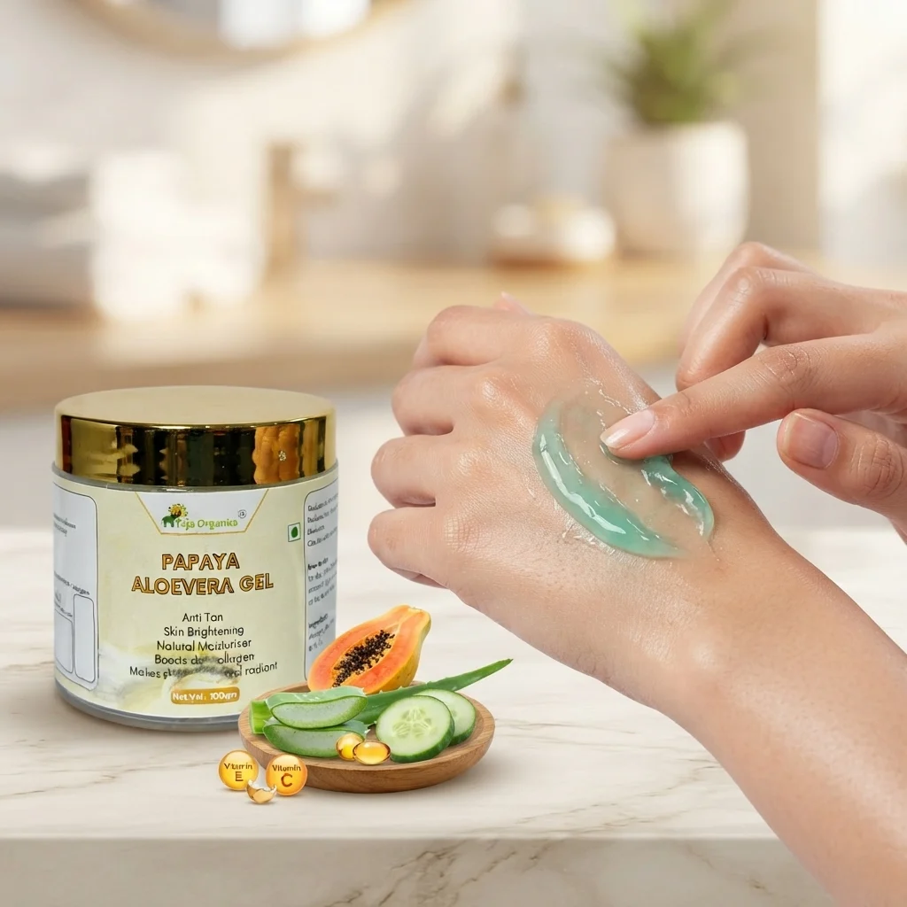 Papaya Aloe Vera Gel 100g | Tan Removal & Skin Brightening  | Pigmentation Care, Hydration, Glowing Skin | No Parabens, No Sulphates