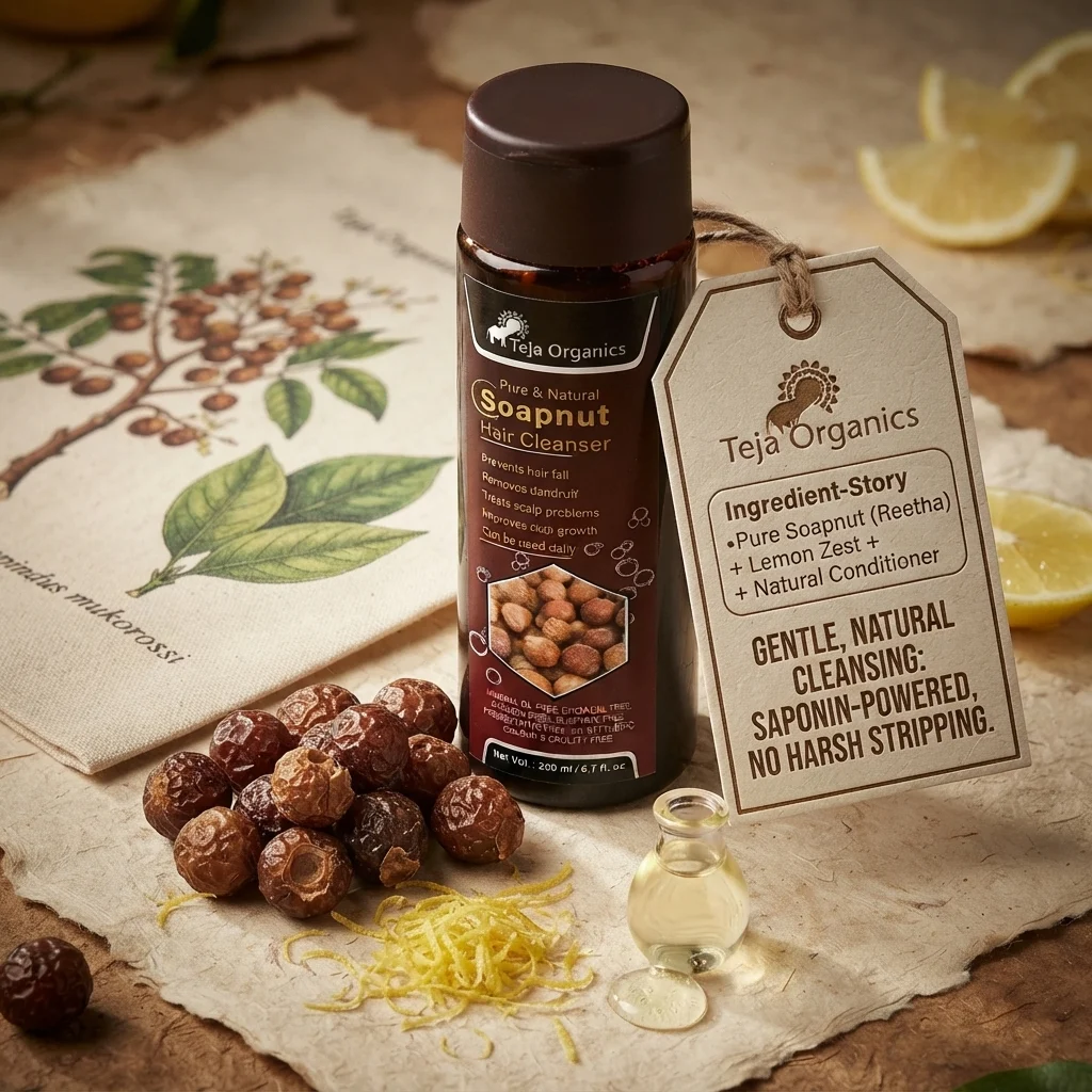 pure-soapnut-hair-cleanser-gallery3-1784369108477.webp Pure Soapnut Hair Cleanser 200ml | Reetha-Based Natural Hair Wash | Gentle Scalp Cleanser for Healthy Hair