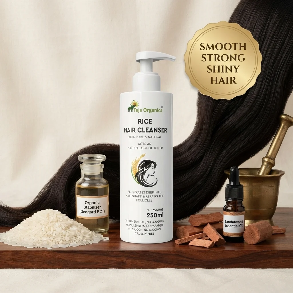 Rice Hair Cleanser 250 ml | Enriched with sandalwood essential oil  | Smooth, Strong & Shiny Hair | Acts as an Natural Conditioner