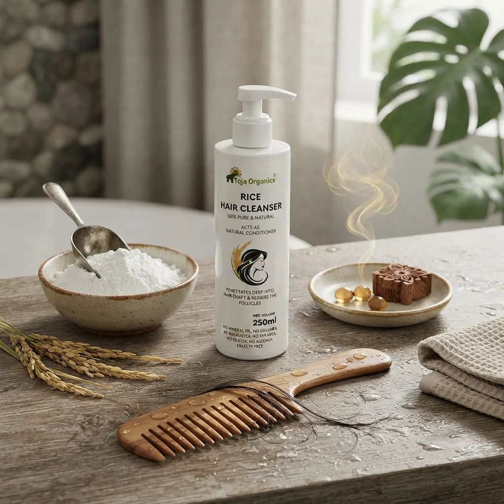Rice Hair Cleanser 250 ml | Enriched with sandalwood essential oil  | Smooth, Strong & Shiny Hair | Acts as an Natural Conditioner