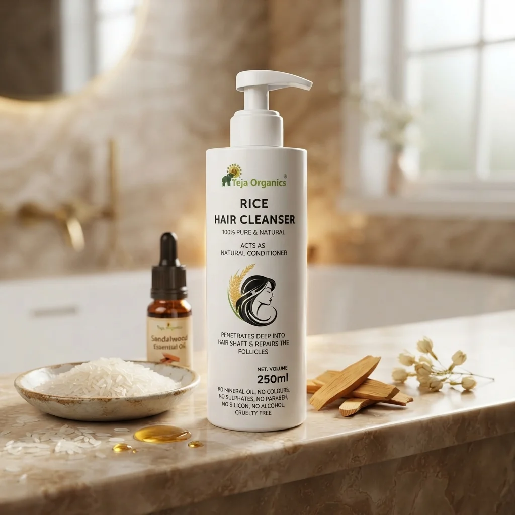 Rice Hair Cleanser 250 ml | Enriched with sandalwood essential oil  | Smooth, Strong & Shiny Hair | Acts as an Natural Conditioner