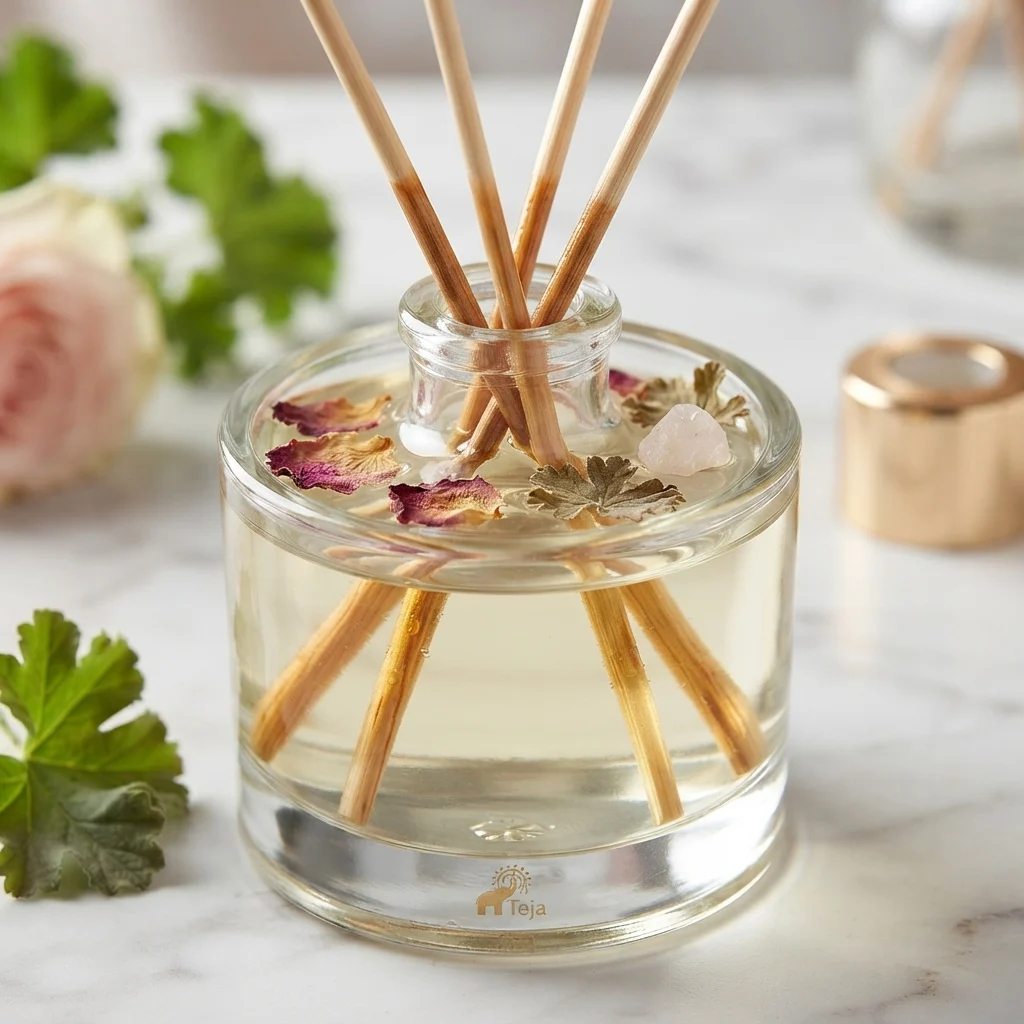 rose-musk-elegance-reed-diffuser-gallery1-1784367757435.webp Rose Musk Elegance Reed Diffuser Oil 50ml | Romantic | Uplifting mood & reduces stress