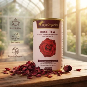 rose-tea-hero-1784371440795.webp Rose Tea 50 gm | 100% Pure Rose Petals | Caffeine Free Herbal Tea | Skin Toner | Supports Skin Wellness | Digestion & Relaxation